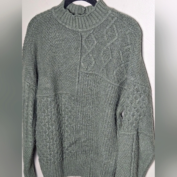 Vintage American Eagle Lagenlook Fisherman Cabincore Mock Neck Sweater, Small - Picture 2 of 4
